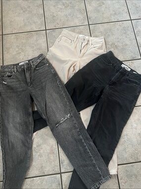 Dynamite Claudia High-Rise Straight Jeans — Black, Charcoal, Cream